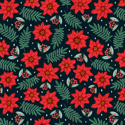 [ADL-2271-93-Cloud9] 📏Cotonnade 100% coton bio GOTS Cloud9 | "Poinsettia Parade"