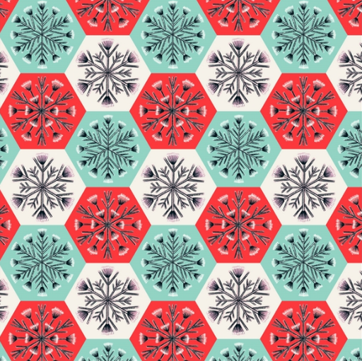 [ADL-2271-96-Cloud9] 📏Cotonnade 100% coton bio GOTS Cloud9 | "Patchwork Snowflakes"