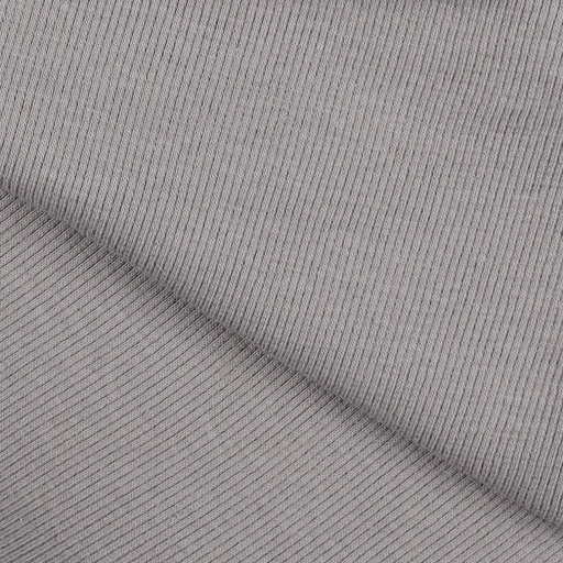 [VHT-08492.003 x10] 🎗️Bord-côtes tubulaire GOTS & Oeko-Tex côtelé uni | Gris