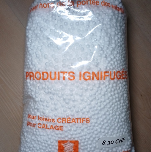 Rembourrage recyclable billes de polystyrène, sac de 40g | Blanc