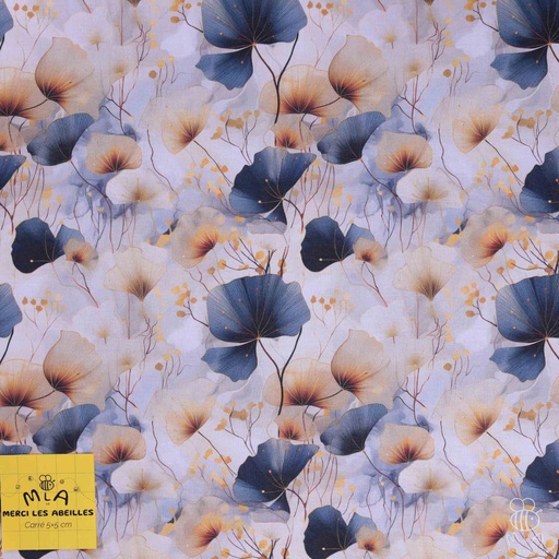 [CTB/2.211.COBIO.01/M-D1.0033/202406] 📏Percale 100% coton bio GOTS By MLA 2.3 | "Ginkgo design"