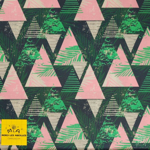 [CTB/2.211.COBIO.01/M-D1.0034/202406] 📏Percale 100% coton bio GOTS By MLA 2.3 | "Palmiers graphiques"