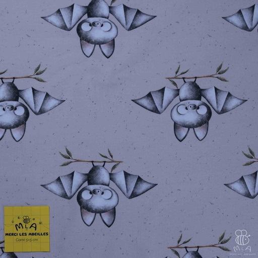 [CTB/1104.COBIO.03/M-D1.0015/202410] 📏French Terry GOTS & Oeko-Tex By MLA 2.3 | "Chauve souris kawaii"