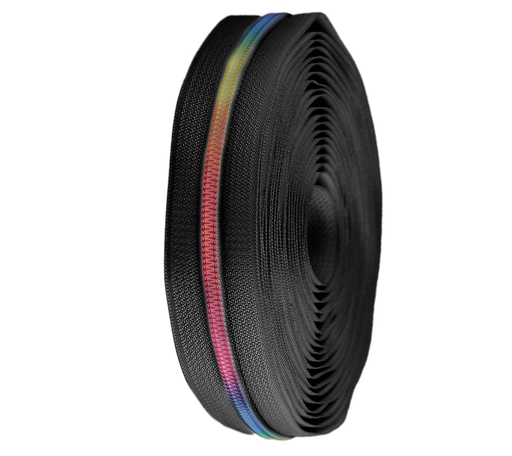 🎗️Fermeture à glissière nylon Arc-en-Ciel 6mm | Noir
