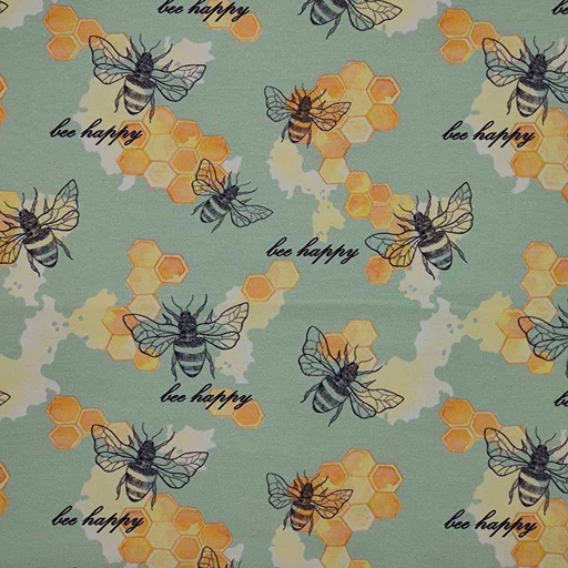 [MLA2.3-2023.038] GOTS & Oeko-Tex organic jersey | Bee Happy (Mint)
