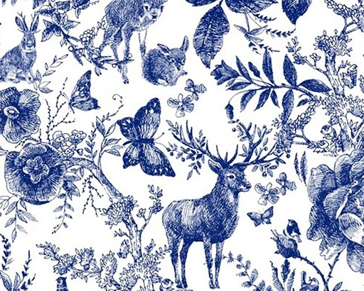 [WSF-77424MSA WHITE] Coton Oeko-Tex | Blue Ink Forest (White)