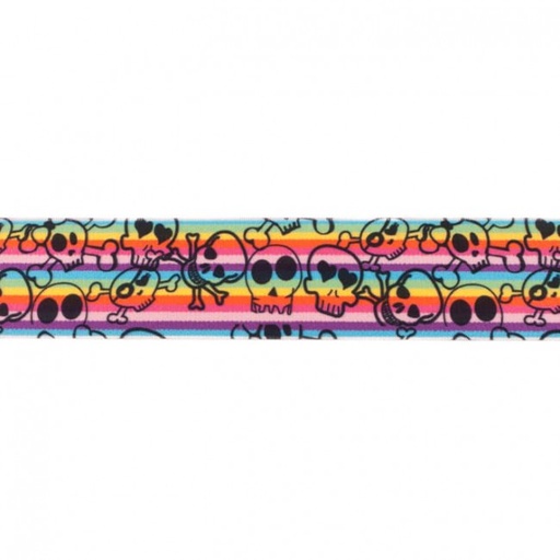[TC-365R-44246] Ganse élastique Oeko-Tex | Skulls (rainbow)