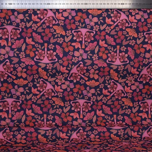 [CTB/2.211.COBIO.01/M-XXXX6/202311] Percale bio GOTS By MLA 2.3 | Utérus en fleurs (Nuit)