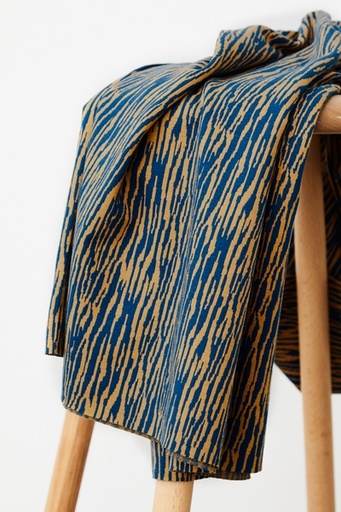 [ADCO-LX3302] Jacquard de coton GOTS & Oeko-Tex | Rayures moutarde-bleu