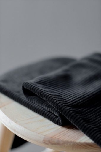 [ADCO-LX5501] 📏Velours grosses côtes mailles 100% coton bio GOTS & Oeko-Tex Mind the Maker uni | Noir