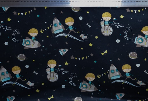 [VHT-09514.008] 📏Popeline 100% coton bio GOTS & Oeko-Tex | "Prince de l'espace"