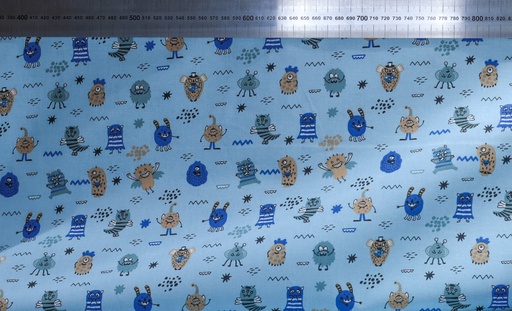 [VHT-09561.005] 📏Cotonnade 100% coton bio GOTS & Oeko-Tex | "Monstres"