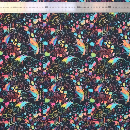 [[EXCLU-CTB 20240225]-j-Tracteurs multi] 📏Jersey bio Oeko-Tex By MLA 2.3 | Tracteurs arc-en-ciel