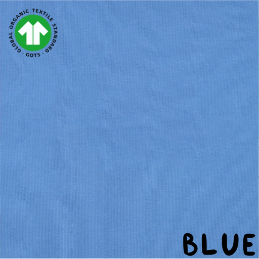 [08058.075 BLUE x10] 🎗️Bord-côtes tubulaire GOTS & Oeko-Tex uni | Bleu